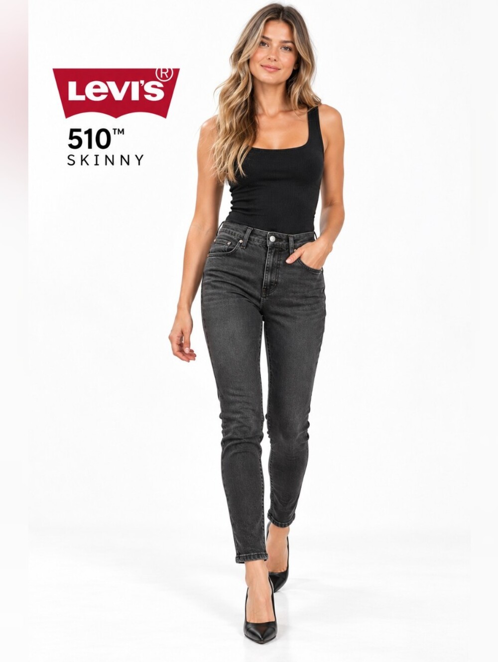 Levi’s 510 Skinny Black Jeans Size 14 Reg 27x27
